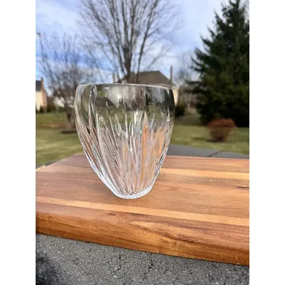 Waterford Carina Pattern Oval Vase Heavy Crystal Glass Bowl L7.75xH5.75xW4.5”